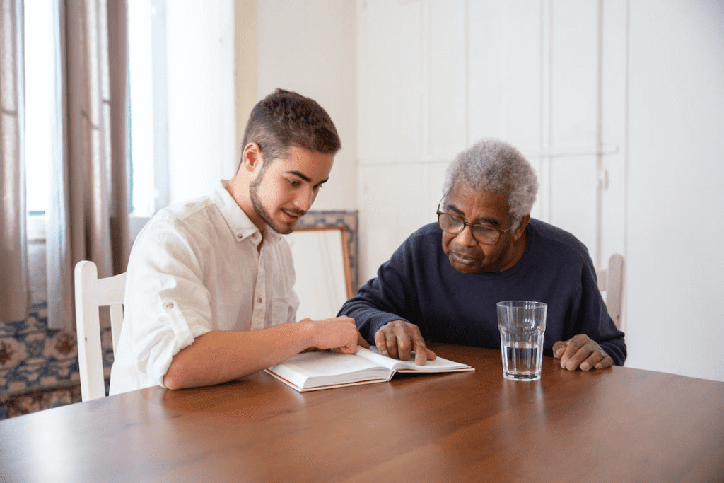 A caregiver with a senior.