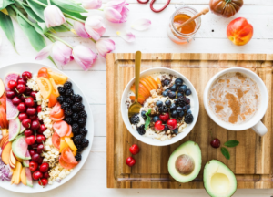 A bowl full of fruits.